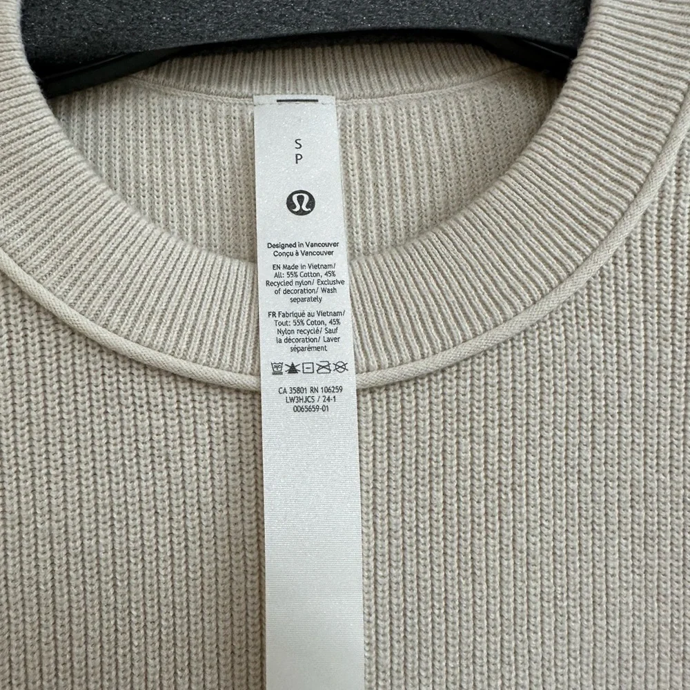 LuluLemon Take It All In Cotton-Blend Sweater in White Opal - Picture 5 of 10